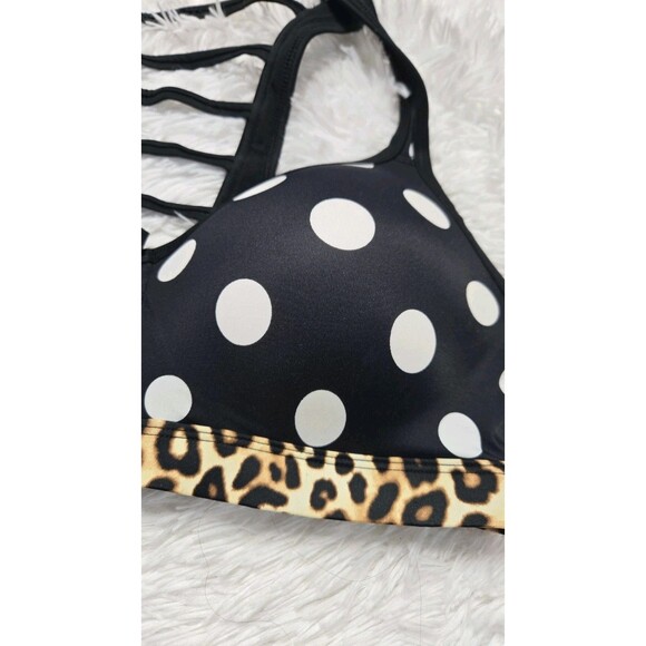 Victoria's Secret PINK Ultimate Push-Up Polka Dot Racerback Zip Bra Size Large - Picture 2 of 9